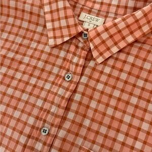 J. Crew Women's Gingham Orange Checkered Shirt Size S